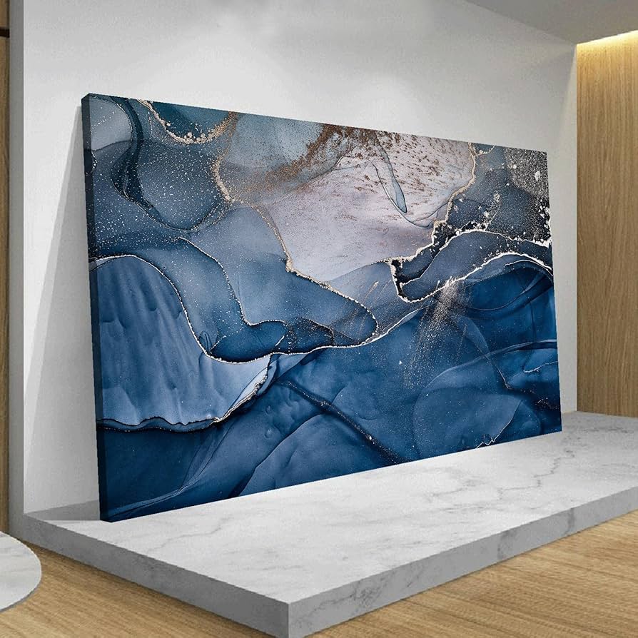 Blue.！フレーム付きキャンバスアート Amazon.co.jp: フレーム付きキャンバス アート特大ブルー